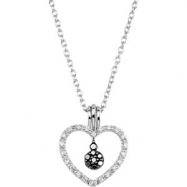 Picture of Sterling Silver NECKLACE Complete with Stone ROUND VARIOUS BLACK AND WHITE DIAMOND Polished 1/6CTW DIA HEART 18 INCH NECKL
