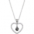 Sterling Silver NECKLACE Complete with Stone ROUND VARIOUS BLACK AND WHITE DIAMOND Polished 1/6CTW DIA HEART 18 INCH NECKL