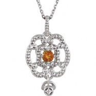 Picture of Sterling Silver Necklace Complete with Stone Citrine Polished Citrine and .015 CTW Diamond Necklace