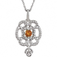Sterling Silver Necklace Complete with Stone Citrine Polished Citrine and .015 CTW Diamond Necklace Picture of Sterling Silver Necklace Complete with Stone Citrine Polished Citrine and .015 CTW Diamond Necklace