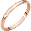 14kt Rose 02.00 mm Light Half Round Band