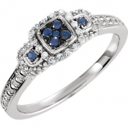 Picture of Sterling Silver SIZE 07.00 BLUE SAPPHIRE & DIAMOND Polished NONE