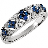 Picture of Sterling Silver SIZE 07.00 BLUE SAPPHIRE & DIAMOND Polished NONE