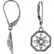 Picture of 14kt White PAIR/.04 CT TW Polished DIAMOND LEVER BACK EARRINGS