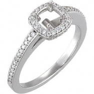 Picture of 14kt White Engagement Ring Semi-Mount with Head 04.40 mm Polished 1/3 CTW Semi-Mount Engagement Ring