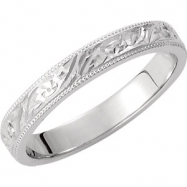 Picture of 14kt White SIZE 05.00 Polished HAND ENGRAVED BAND