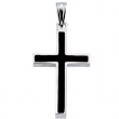 Sterling Silver 24.00X16.00 MM Polished CROSS W/BLACK EPOXY