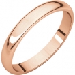 14kt Rose 04.00 mm Light Half Round Band
