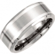 Titanium 11.00 09.00 MM DOUBLE SILVER INLAY BEVELLED  POLISHED BAND
