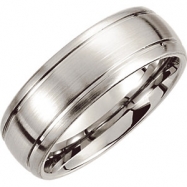 Picture of Cobalt SIZE 12.50 08.00 MM SATIN/POLISHED GRVD SLGTY DOMED RND EDGE BAND