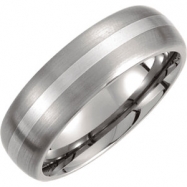 Picture of Titanium/Sterling Silver 12.50 07.00 MM SATIN AND POLISHED SS INLAY BAND
