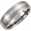 Titanium/Sterling Silver 08.00 07.00 MM SATIN AND POLISHED SS INLAY BAND