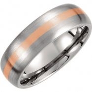 Picture of Titanium 11.00 07.00 MM SATIN 14kt ROSE GOLD INLAY DOMED BAND