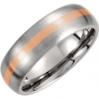 Titanium 11.00 07.00 MM SATIN 14kt ROSE GOLD INLAY DOMED BAND