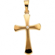 Picture of 14kt Yellow 21.00X14.00 MM Polished CROSS W/DIAMOND