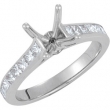 14kt White Engagement Semi-Mount with Head SI2-SI3 Square 05.00X05.00 MM Polished 7/8CTW ENG RING