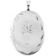 Picture of Sterling Silver Pendant Round .015 NONE Polished .015CT DIA OVAL CROSS LOCKET