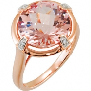 Picture of 14kt Rose .02 CT-TW/ 12X12MM Polished GEN CKRBRD MORGANITE & DIA RIN