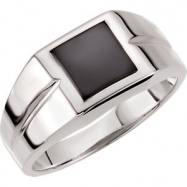 Picture of Sterling Silver 08.00X08.00 mm Polished Mens Genuine Onyx Ring