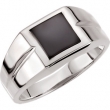Sterling Silver 08.00X08.00 mm Polished Mens Genuine Onyx Ring