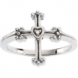 Sterling Silver .005 CT TW Polished DIAMOND CROSS RING