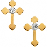 Picture of 14kt Yellow Pair .01CTW Diamond Cross Earring
