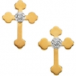14kt Yellow Pair .01CTW Diamond Cross Earring