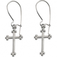 Picture of 14kt White PAIR 14.00X09.00 MM Polished EARWIRE WITH CROSS