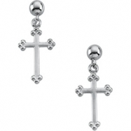 Picture of 14kt Yellow PAIR 14.00X09.00 MM Polished CROSS BALL DANGLE EARRING