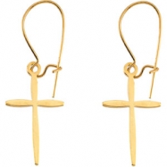 Picture of 14kt Yellow PAIR 17.00X11.00 MM Polished EARWIRE WITH CROSS