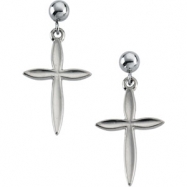 Picture of 14kt White PAIR 18.00X13.00 MM Polished CROSS BALL DANGLE EARRING