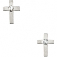 Picture of 14kt White PAIR 07.00X05.00 MM Polished CROSS EARRING W/DIAMOND W/BACK