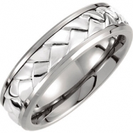 Picture of Titanium/Sterling Silver SIZE 08.00 07.00 MM POLISHED WEAVE BAND W/ STER INLAY