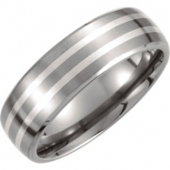Picture of Titanium/Sterling Silver 07.50 7MM SATIN/POLISHED SILVER INLAY DOMED BAND