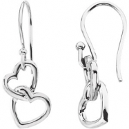Picture of Sterling Silver 16.50X9.50 MM PAIR Polished METAL HOOK HEART EARRING