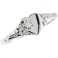 Picture of Sterling Silver SIZE 03.00 Polished YOUTH HEART W/DIAMOND