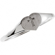 Picture of 14kt White RING Polished YOUTH HEART W/CROSS RING