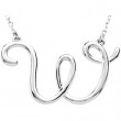 Sterling Silver W 16" Polished SCRIPT INITIAL NECKLACE