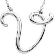 Picture of Sterling Silver V 16" Polished SCRIPT INITIAL NECKLACE
