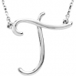 Sterling Silver T 16" Polished SCRIPT INITIAL NECKLACE