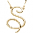 14kt Yellow S 16" Polished SCRIPT INITIAL NECKLACE