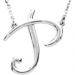Sterling Silver P 16" Polished SCRIPT INITIAL NECKLACE