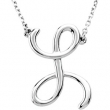 Sterling Silver L 16" Polished SCRIPT INITIAL NECKLACE