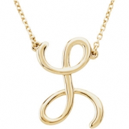 Picture of 14kt Yellow L 16" Polished SCRIPT INITIAL NECKLACE