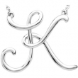 Sterling Silver K 16" Polished SCRIPT INITIAL NECKLACE