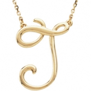 Picture of 14kt Yellow J 16" Polished SCRIPT INITIAL NECKLACE