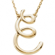 Picture of 14kt Yellow E 16" Polished SCRIPT INITIAL NECKLACE