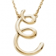 14kt Yellow E 16" Polished SCRIPT INITIAL NECKLACE