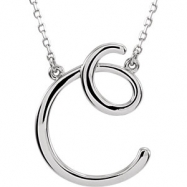 Picture of 14kt White C 16" Polished SCRIPT INITIAL NECKLACE