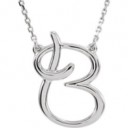 Picture of 14kt White B 16" Polished SCRIPT INITIAL NECKLACE